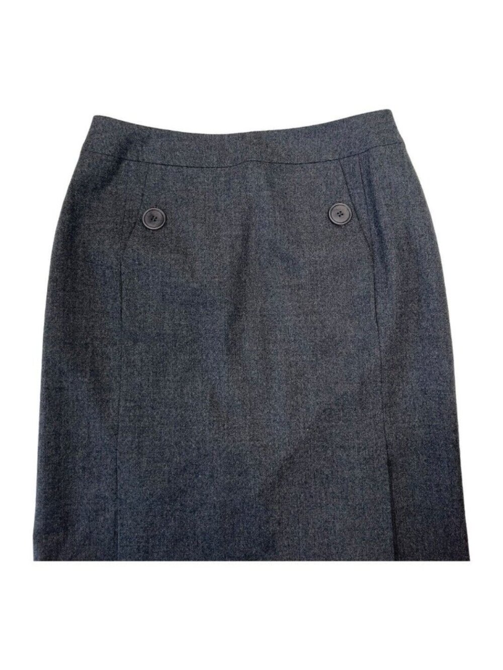 Talbots Womens SZ 8 Gray Wool Blend Pencil Skirt Front Slits Pockets Full Lined